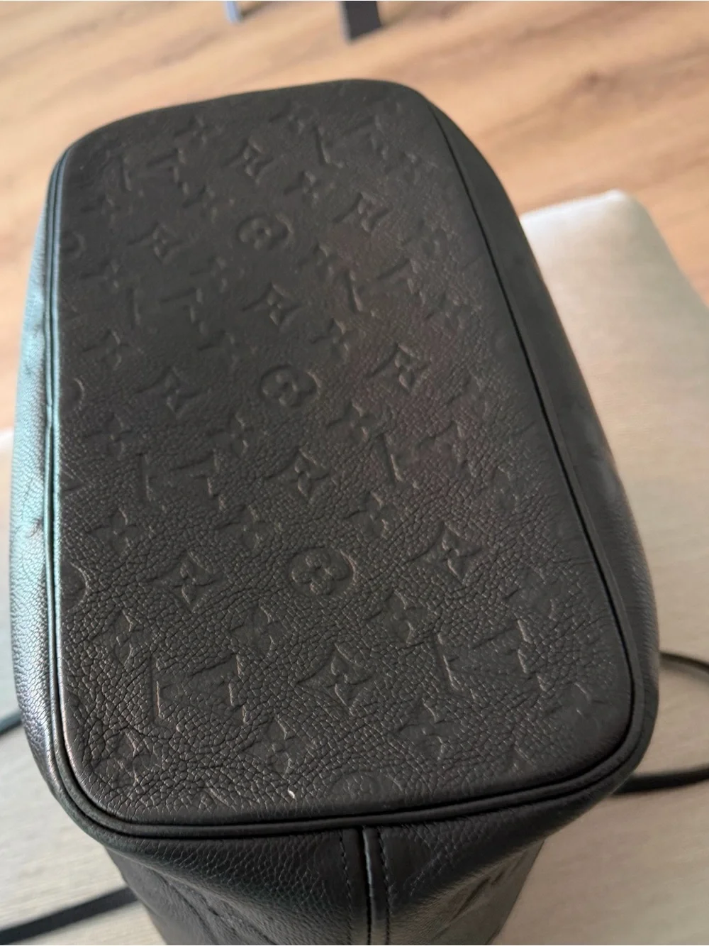 Louis Vuitton Black Embossed Monogram Leather  Neverfull
